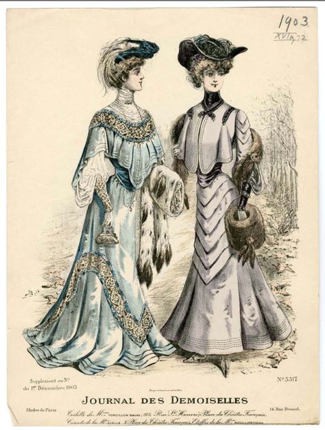 Fashion plate, 1903, France. Edwardian Fashion Plates, 10s Fashion, Antique Room, Edwardian Hat, 1920 Dress, 1900 Fashion, 1890s Fashion, 1900s Fashion, Edwardian Dress