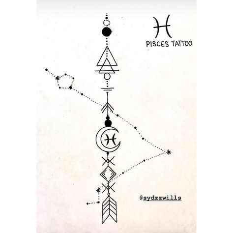 Astrology Arrows on Instagram: “Pisces tattoo concept #astroarrows #arrow #pisces #astrology #tattoo” Tattoo Gemini, Pisces Tattoo Designs, Leo Zodiac Tattoos, Geometric Line Tattoo, Pieces Zodiac, Valkyrie Tattoo, Pisces Tattoo, Sagittarius Tattoo, Pisces Astrology