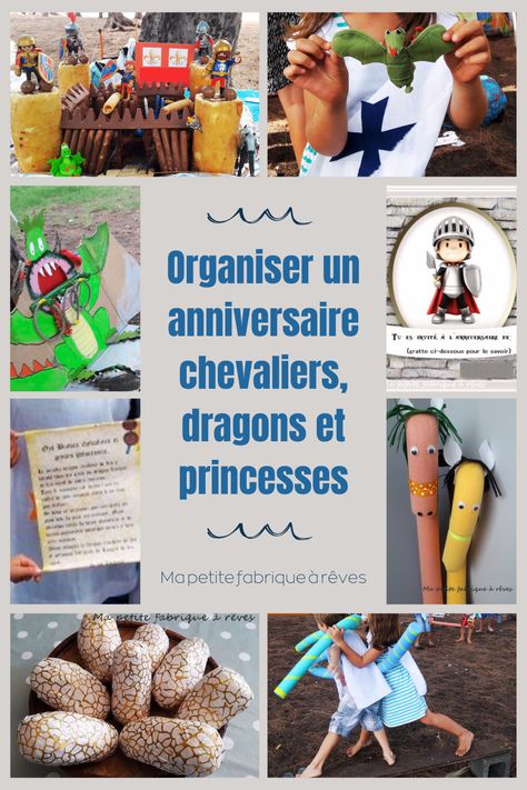 Oyé, oyé brave gens... Organiser un anniversaire chevalier, dragon et princesse demande un minimum de préparation mais est tellement plaisant à concevoir. Sur mon blog, vous trouverez tout ce qu'il vous faut pour animer l'événement; de la carte d'invitation à gratter, aux accessoires, aux jeux et épreuves à prévoir, en passant par le gâteau et tout ce qu'il y a à imprimer pour une belle décoration. Tout y est pour un anniversaire réussi. Brave, Prince, Organisation