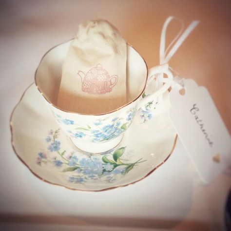 Classic English Teacup, holding a wedding favour and place card. Tea Cup Wedding, Vintage Tea Cup, Place Card, Vintage Tea, Afternoon Tea, Tea Cup, Wedding Favors, A Wedding, Real Weddings