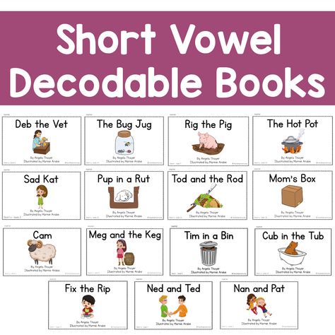 Decodable Phonics Books for Short Vowel Words Phonological Awareness Activities, Teaching Mama, Decodable Books, Decodable Readers, Sounding Out Words, Phonics Books, Short Vowel Words, Hard Words, Phonics Instruction