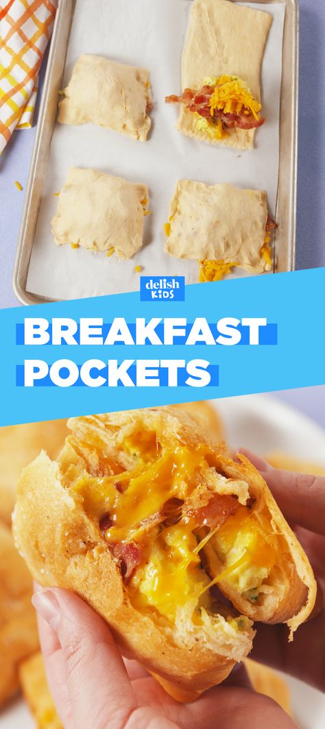 If you love Hot Pockets, you're gonna flip for these Breakfast Pockets. Get the recipe at Delish.com. #eggs #bacon #breakfast #brunch #cheese #delish #easyrecipe #recipe Fruit Stuffing, Breakfast Pockets, Crescent Breakfast, Fast Breakfast, Macedonian Food, Cheese Breakfast, Egg Cheese, Crockpot Breakfast, Bacon Breakfast