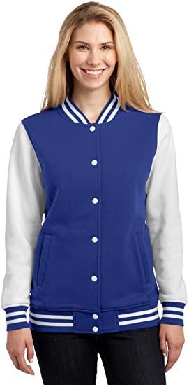 Sport Tek Women's Comfortable Fleece Letterman Jacket Black Letterman Jacket, Michael Jackson Jacket, Cyberpunk Jacket, White Varsity Jacket, Christmas Jacket, Jacket Baseball, Custom Leather Jackets, Varsity Letterman Jackets, Purple Jacket