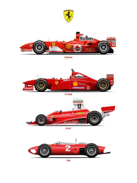 https://www.reddit.com/r/AdobeIllustrator/comments/ii6ar2/a_fleet_of_ferrari_f1_cars_i_made_completely_in/ Retro Racing Poster, Car Animation, Ferrari Poster, Formula 1 Car Racing, F1 Poster, Car Icons, Racing Posters, Art Case, Ferrari F1