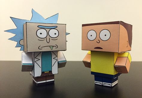 Rick and Morty Cube Craft, Morty Drawing, Rick And Morty Drawing, Box Template Printable, Paper Cube, Free Paper Models, Teen Programs, Rick Y Morty, Origami Crafts