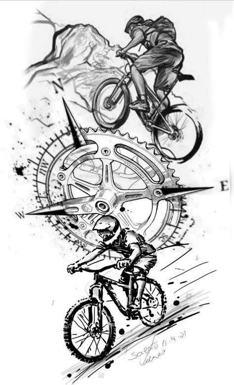 215+ Coolest Bike Tattoo Ideas and Designs (2023) - TattoosBoyGirl Bmx Shirt Ideas, Mountain Biking Tattoo Ideas, Mtb Tattoo Ideas, Bmx Tattoo Ideas, Mountain Bike Tattoo Ideas, Mtb Tattoo, Bike Tattoo Ideas, Cycle Tattoo, Dirt Bike Tattoo