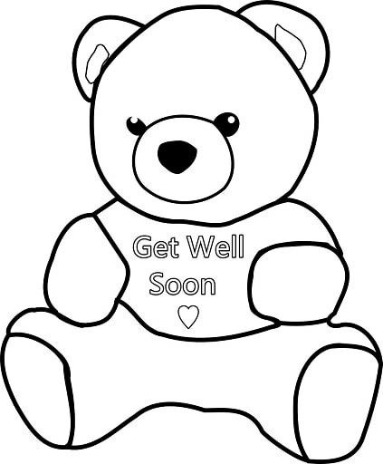 Teddy Bear Get Well Soon Coloring Pages Printable Get Well Soon Clipart, Get Well Soon Coloring Pages, Bear Template, Adult Coloring Books Printables, Bear Coloring Pages, Color Quotes, Coloring Pages Printable, Get Well Soon, Quilt Ideas