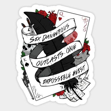 Inspired by one of my favourite books; Six of Crows by Leigh Bardugo I made this tattoo style design which fit perfectly with the book. -- Choose from our vast selection of stickers to match with your favorite design to make the perfect customized sticker/decal. Perfect to put on water bottles, laptops, hard hats, and car windows. Everything from favorite TV show stickers to funny stickers. For men, women, boys, and girls. Six Of Crows Stickers, Six Of Crows Tattoo, Bookish Sweatshirts, Trout Painting, Reading Stickers, Crow Books, Crow Tattoo, Crooked Kingdom, Leigh Bardugo