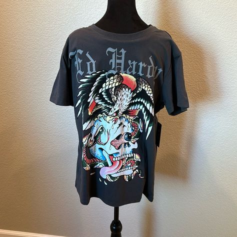 Nwt Ed Hardy Charcoal Tshirt Charcoal Hardy Shirts, Ed Hardy, Shirt Color, Shirt Sleeves, Short Sleeve Shirt, Sleeve Shirt, Man Shop, T Shirt, Color