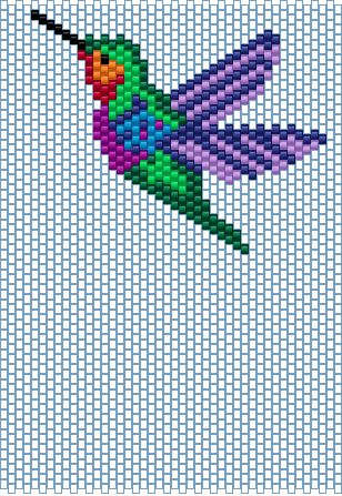 Hummingbird Design, Bird Cross Stitch Pattern, Hummingbird Perler Bead Patterns, Miyuki Beads Pattern Brick Stitch, Beaded Hummingbird Pattern Free, Hummingbird Cross Stitch, Small Cross Stitch Patterns, Seed Bead Hummingbird Pattern, Beaded Hummingbird Pattern