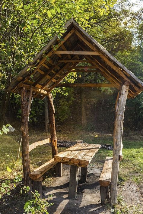 Supraviețuire Camping, Rustic Pergola, Rustic Backyard, Pool Small, Wooden Gazebo, Backyard Gazebo, Backyard Pavilion, Backyard Pools, Have Inspiration