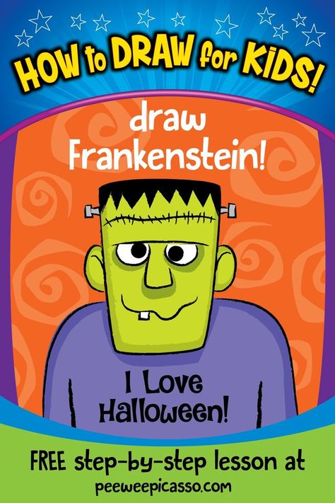 How to draw Frankenstein Frankenstein Directed Drawing For Kids, Easy Frankenstein Drawing, Frankenstein Doodle, Frankenstein Drawing Easy, Drawing Frankenstein, Draw Frankenstein, Cartoon Frankenstein, Frankenstein Drawing, Kids Drawing Projects