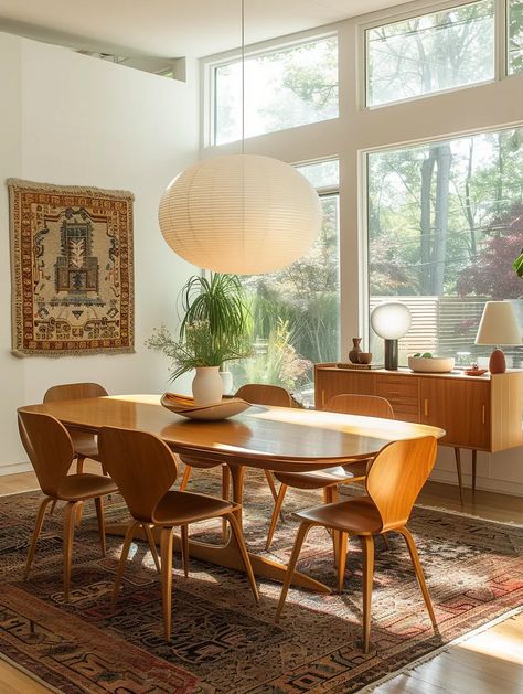 1970s Inspired Home Decor, 70s Dining Room, 1970s Dining Room, Midcentury Modern Dining Room, Retro Dining Rooms, Dark Dining Room, Dining Room Design Ideas, Boho Dining Room, Coastal Dining Room