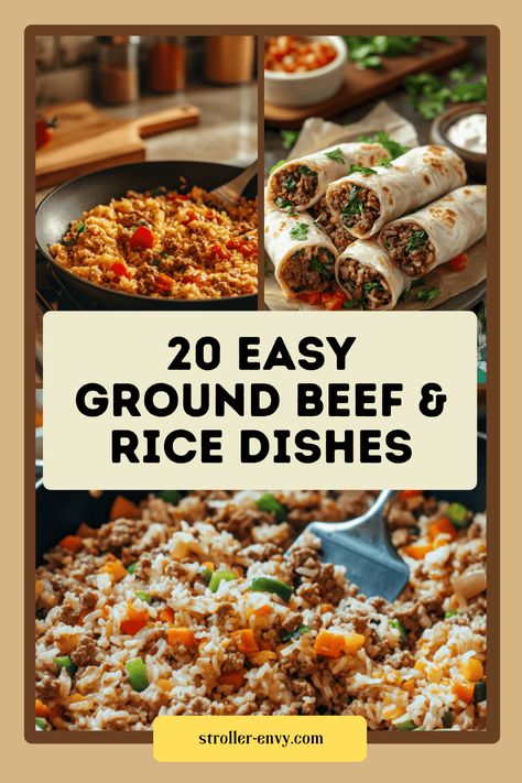 20 Quick Ground Beef & Rice Meals Ground Beef Rice Crockpot Recipes, Ground Beef White Rice Recipes, Rice With Beef Recipes, Ground Beef And Rice Recipes Healthy, Rice And Burger Recipes Ground Beef, Dinners With Ground Beef And Rice, Fried Rice With Ground Beef, Ground Beef And White Rice Recipes, Rice Based Dinners