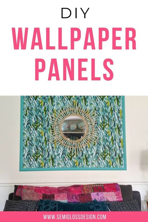 Learn how to install DIY wallpaper panels. These framed wallpaper panels are perfect for a focal point in a boring room or as art. This is a great solution for renters or anyone wanting to add an interesting accent above the sofa. Framed Wallpaper Panels, Wallpaper Panel, Vintage Inspired Decor, Framed Wallpaper, Wallpaper Accent Wall, Diy Wallpaper, Touch Up Paint, Wallpaper Living Room, Simple Wallpapers