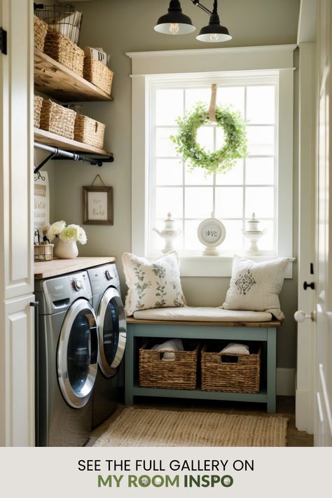 Explore these 28 farmhouse laundry room transformations that combine rustic charm with modern functionality. Perfect for inspiring your laundry space makeover. Large Laundry Room Ideas, Wash Tub Sink, Folding Blankets, Vintage Laundry Sign, Small Mobile Homes, Farmhouse Laundry Room Ideas, Stylish Living Room Ideas, Tiny Laundry, Tiny Laundry Rooms