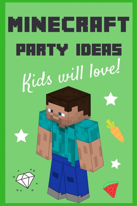 Minecraft Party Activities, Minecraft Birthday Party Games, Minecraft Party Invitations, Minecraft Birthday Decorations, Minecraft Party Ideas, Ideas For Minecraft, Minecraft Birthday Card, Minecraft Party Food, Minecraft Party Printables