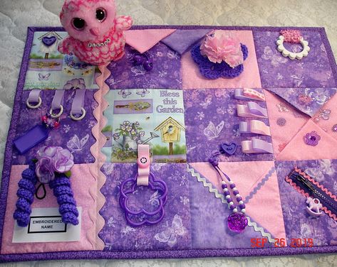 Flowers Activity, Sensory Quilt, Plastic Bracelets, Tactile Sensory, Hand Fidgets, Fidget Quilts, Teal Butterfly, Sensory Blanket, Fidget Blankets