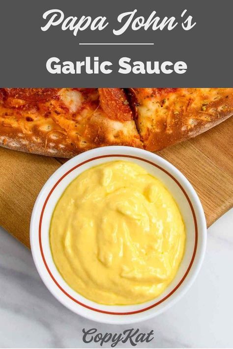 Papa John’s Garlic Sauce is great for pizza and breadsticks. Get the easy copycat recipe and find out how to make the best garlic dipping sauce with 2 simple ingredients. This homemade garlic butter sauce is perfect for any pizza. Papa Johns Garlic Sauce, Diy Papa, Garlic Dipping Sauce, Papa John, Homemade Garlic Butter, Garlic Sauce Recipe, Homemade Sauce Recipes, Creamy Garlic Sauce, Dipping Sauces Recipes