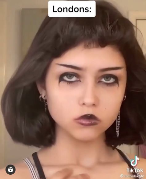 Downward Eyeliner, Small Goth Eyeliner, Eyeliner Styles For Hooded Eyes Goth, Downturned Eyeliner Alt, Graphic Eyeliner Ideas Goth, Trad Goth Eyeliner Looks, Da Fuq, Brows On Fleek, Fun Makeup