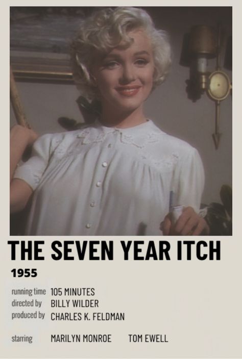 The Seven Year Itch Poster, Marilyn Monroe Movie Posters, Marylin Monroe Movies, Vintage Movies Aesthetic, Oldschool Quotes, Old Money Movies, Old Movies To Watch, 50s Movies, Classic Movies List