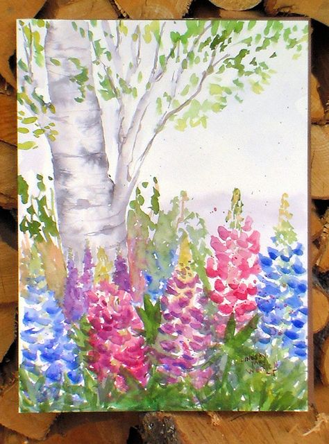 Let’s Paint Lupines! Lupine Painting, The Frugal Crafter, Lupine Flowers, Watercolor Flowers Tutorial, Painting Video, Watercolor Paintings For Beginners, Watercolor Projects, Watercolor Paintings Easy, Watercolor Flower Art