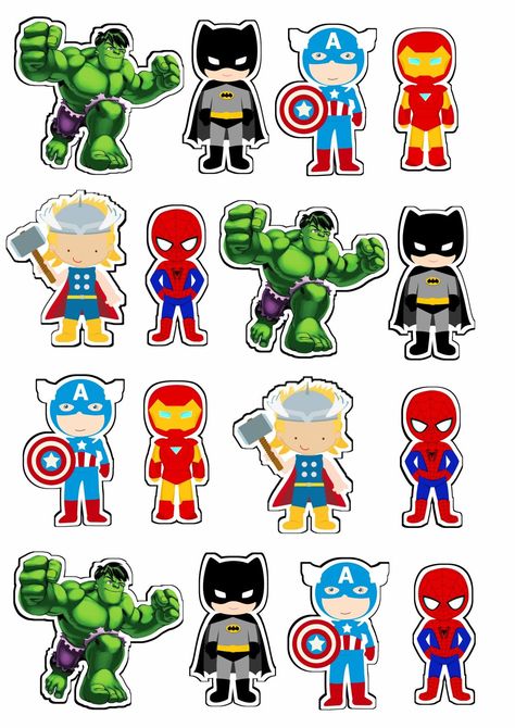 Marvel Topper Printable, Superhero Party Printables, Avenger Party, Avengers Birthday Party Decorations, Hulk Birthday Parties, Superman Birthday Party, Spiderman Stickers, 4de Verjaardag, Marvel Birthday Party