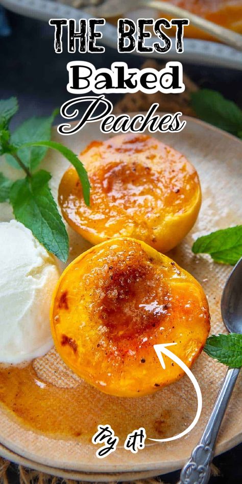 Healthy Peach Dessert Recipes, Healthy Peach Dessert, Quick Summer Desserts, Healthy Peach Recipes, Peach Healthy, Baked Peaches, Spiced Peaches, Peach Dessert Recipes, Healthy Summer Desserts