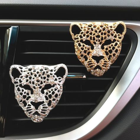 Car Necessities, معطر جو, Bling Car Accessories, Perfume Container, Interior Decoration Accessories, Car Vent Clip, Leopard Head, Cat Store, Girly Car