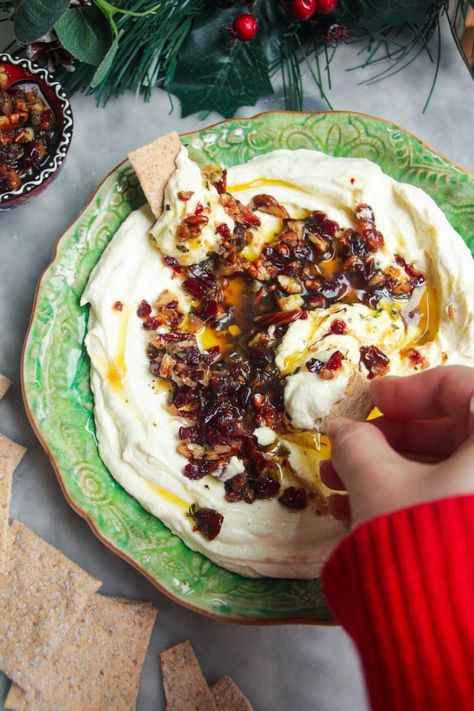 Creamy Whipped Feta Dip with Hot Honey - Dished by Kate Easy Chilli, Bread Dipping Oil, Bread Dipping, Dipping Oil, Marinated Olives, Crowd Pleasing Appetizers, Feta Dip, Leftover Bread, Honey Sauce