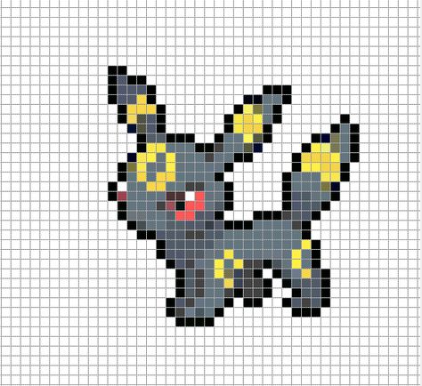 Perler Bead Umbreon, Umbreon Perler, Perler Sprites, Pokemon Umbreon, Pokemon Perler, Pokemon Cross Stitch, Kandi Ideas, Pearl Beads Pattern, Beads Pattern