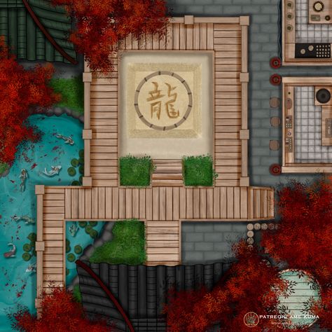 Asian Maps, Japanese Roof, Pokemon Rpg, Building Map, Japan Map, Fantasy Town, Fantasy World Map, Tabletop Rpg Maps, Fantasy Maps