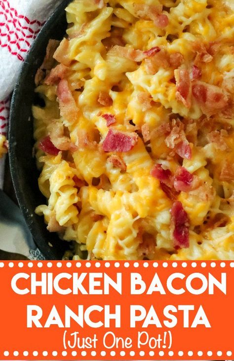 Chicken Bacon Ranch Pasta-8 Creamy Casserole, Bacon Ranch Casserole, Bacon Dinner, Bacon Ranch Pasta, One Pot Wonder, Ranch Casserole, Chicken Ranch Pasta, Chicken Bacon Ranch Pasta, Chicken Bacon Ranch Casserole