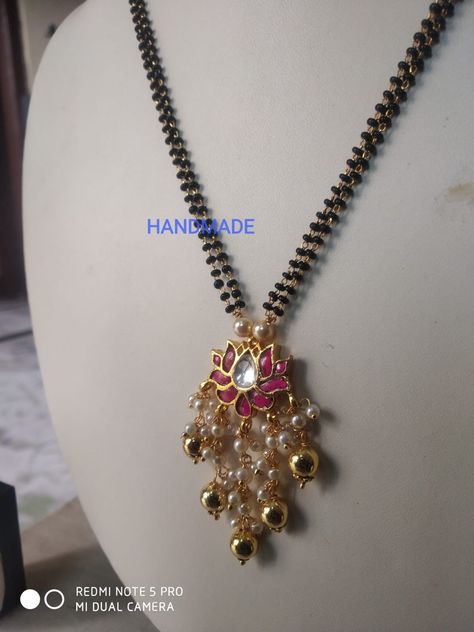 Black Beads Jewellery Designs, Black Beads Lockets, Black Beads Mangalsutra Design Simple, Polki Mangalsutra, Black Bead Earrings, Black Beats, Black Beads Mangalsutra, Black Beads Mangalsutra Design, Modern Gold Jewelry