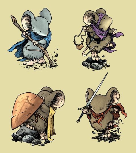 Rat Warrior, Mouse Guard Rpg, Mouse Puppet, David Petersen, Mouse Guard, 캐릭터 드로잉, Fantasy Rpg, Rodents, Creature Design