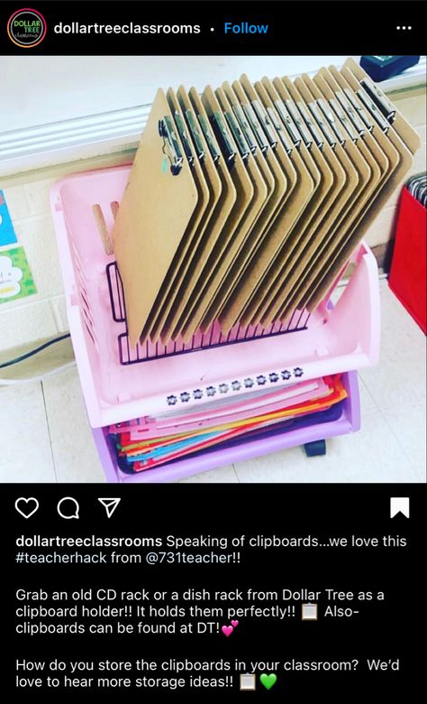 Clipboard Holder Classroom, School Clipboard Ideas, Clip Board Storage In Classroom, Turn In Box Classroom, Classroom Journal Storage, Classroom Student Station, Clipboard Organization Classroom, Whiteboard Storage Classroom, Diy Clipboard Storage