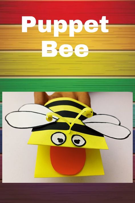 Origami puppet bee for childern at home very easy Origami Puppet, Bee Puppet, At Home Diy, Hand Puppet, Origami Art, Finger Puppets, Hand Puppets, Art And Craft, Honey Bee