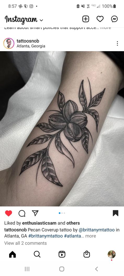 Pecan Tree Tattoo, Pecan Tattoo, Pecan Tree, Tree Tattoo, Glow Up?, Flower Tattoo, Tattoos