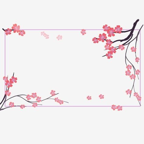 Cherry Blossom Border Design, Tree Border Design, Cherry Blossom Border, Cherry Blossom Clipart, Cherry Tree Branch, Cherry Blossom White, Tree Borders, Square Border, Cherry Blossom Design