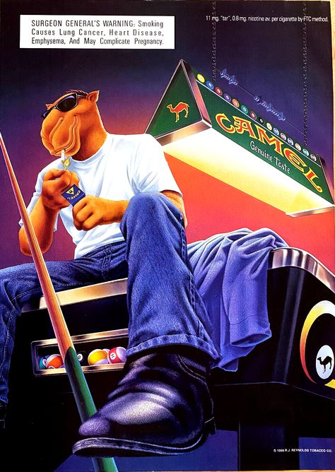 80s Ads, Joe Camel, Camels Art, Arte 8 Bits, Fat Boy, Best Ads, Retro Ads, Airbrush Art, Arte Inspo