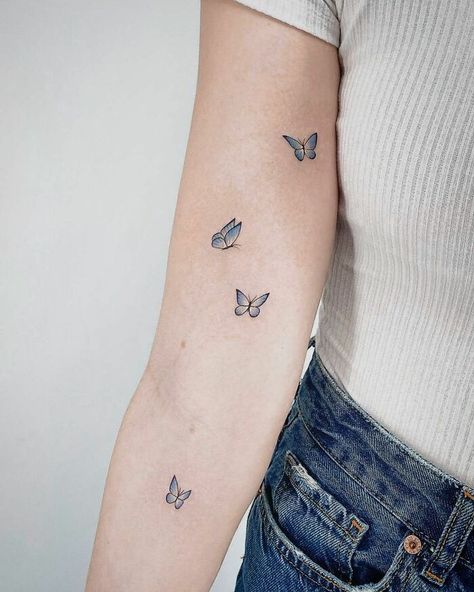 Tiger Butterfly Tattoo, Memorial Tattoo Quotes, Colorful Butterfly Tattoo, Blue Butterfly Tattoo, Unique Butterfly Tattoos, Small Butterfly Tattoo, Gorgeous Tattoos, Memorial Tattoo, Butterfly Tattoos