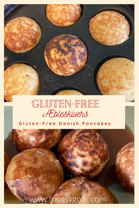 Gluten Free Ebelskiver Recipe, Ebelskiver Pan Recipes, Gluten Free German Pancakes, Gluten Free Danish Recipe, Hygge Breakfast, Gluten Free Danish, Aebleskiver Recipe, Ebelskiver Recipe, Danish Pancakes