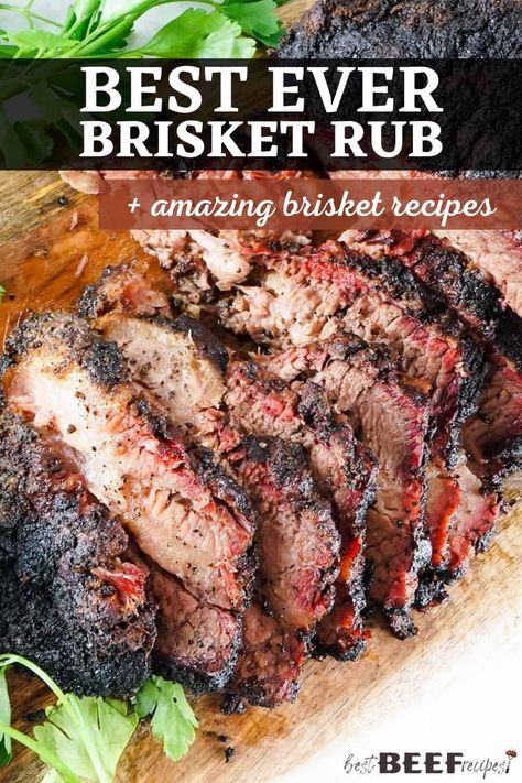 My best Brisket Rub recipe is the perfect blend of spices for pairing with your favorite beef brisket recipes! Mix it together in minutes using common ingredients, then slather it on your beef brisket and enjoy the incredible flavor it gives. This is the only seasoning for brisket you will ever need! via @bestbeefrecipes Brisket Rub Recipe, Smoked Beef Brisket Recipes, Brisket Seasoning, Brisket Recipes Smoked, Brisket Rub, Slow Cooker Brisket, Brisket Recipe, Beef Brisket Recipes, Best Beef Recipes