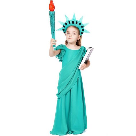 Kids' Colonial Statue of Liberty Costume www.kidzens.com Cash on delivery #toys #kids #Uniform #FunUniform #SchoolUniform #KidsUniform WhatsApp +971506551862 Sales@kidzens.com Statue Of Liberty Costume, Shine Costume, Easter Carnival, Liberty Pattern, Dress Types, Greek Goddess Dress, Masquerade Carnival, Kids Stage, Dance Costumes Ballroom