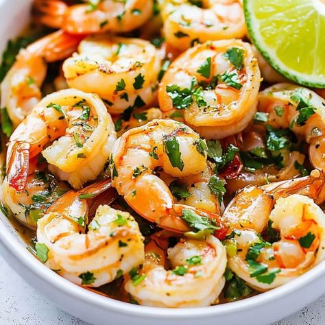 Cilantro Lime Shrimp - Insanely Good Coconut Lime Shrimp, Tequila Lime Shrimp, Cilantro Shrimp, Lime Shrimp Recipes, Honey Shrimp, Garlicky Shrimp, Cilantro Lime Shrimp, Cooked Shrimp, Cilantro Lime Dressing