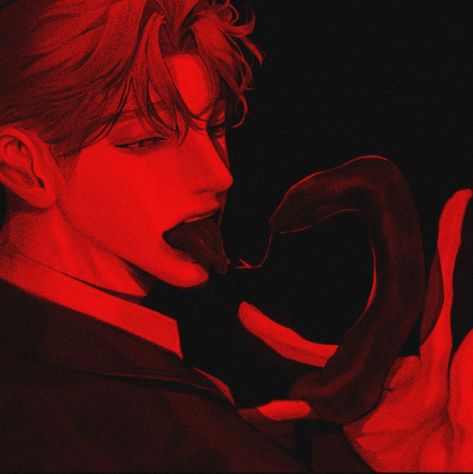 Fangs Aesthetic Male, Boy Anime Pfp, Red Pfps, Red Pfp, Red Aesthetics, Core Aesthetics, Boy Anime, Anime Pfp, Dark Photography