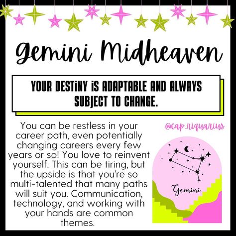 Gemini Midheaven, Pocket Rocket, The Hierophant, Gemini Woman, The Arrow, Common Themes, The Upside, Done With You, Career Path