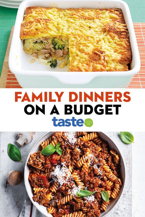 With pasta, bakes, curries and pies, everyone will love these easy-yet-cheap meals for families. #budget #familydinner #dinner #dinnerideas #cheapmeals #cheapdinners #budgetmeals #australia #australian #australianrecipes Budget Family Meals Australia, Budget Family Meals Uk, Uk Meal Ideas, Uk Dinner Ideas, Uk Dinner Recipes, Cheap Family Meals Uk, Cheap Easy Meals Families, Family Meals Uk, Meals On A Budget Family