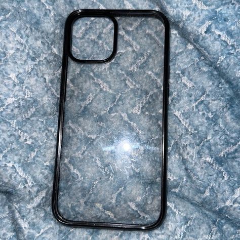 Clear iPhone 12 Pro Max case with black outlines around the camera and phone. Iphone 12 Pro Max Case, 12 Pro Max Case, Black Plastic, Plastic Material, Iphone 12 Pro, Iphone 12, Iphone, My Closet, Jewelry Designer