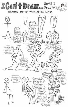 Action art-lessons Action Lines, Trin For Trin Tegning, How To Draw People, Art Handouts, I Can't Draw, Stick People, Draw People, Art Worksheets, Kunst Inspiration